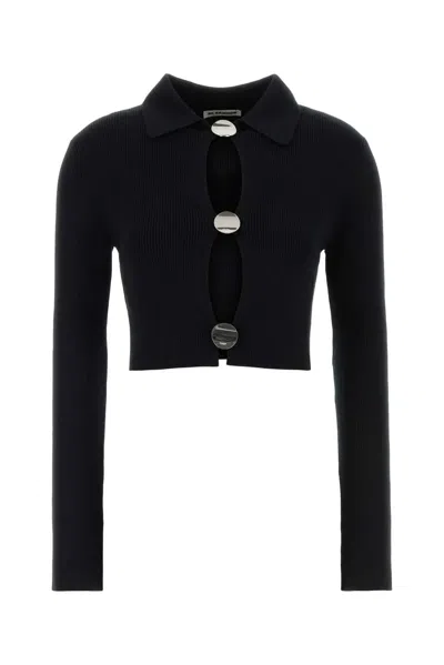 Jil Sander Virgin Wool Ribbed Cropped Sweater In Black