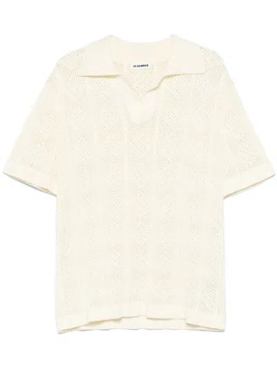 Jil Sander Polo Knitted T-shirt In Neutrals