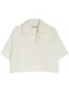 Jil Sander Ivory Viscose Blend Oversize Polo Shirt In White