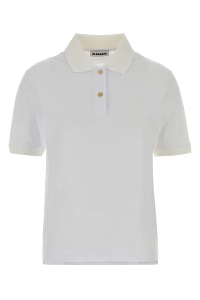 Jil Sander Piquet Polo Shirt Short Sleeves Straight Collar In Pink