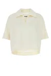 Jil Sander Ivory Viscose Blend Oversize Polo Shirt In White