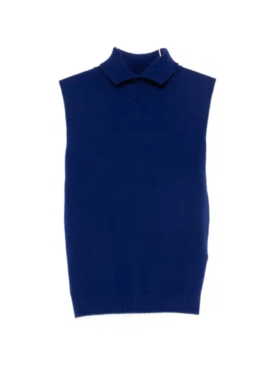 Jil Sander Polo-collar Vest In Blue