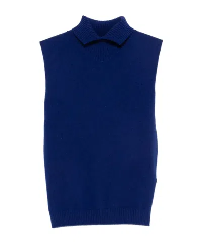 Jil Sander Sleeveless Sweater In Blue