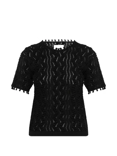 Jil Sander Short-sleeved Lace T-shirt In Black