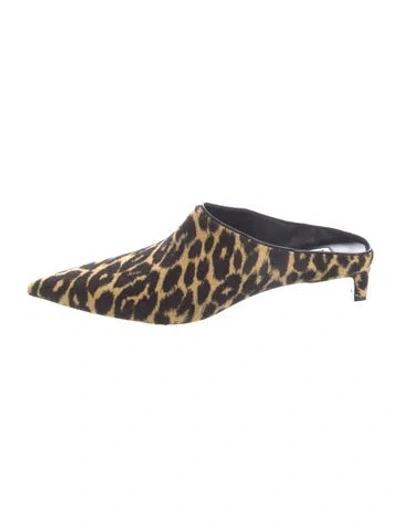 Pre-owned Jil Sander Ponyhair Animal Print Mules In Blue
