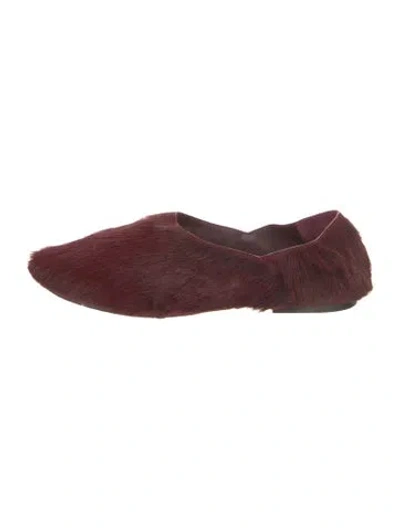 Pre-owned Jil Sander Ponyhair D'orsay Flats In Red