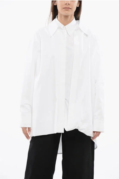 Jil Sander Popelin Over Shrit With Asymmetric Hem In White