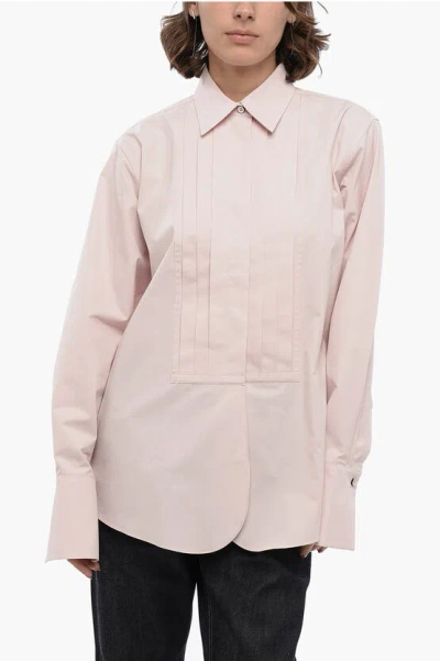 Jil Sander Popeline Cotton Tuxedo Shirt With Standard Collar In Gold