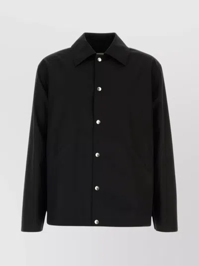 Jil Sander Poplin Jacket With Long Sleeves And Collar In Black