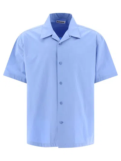 Jil Sander Short-sleeve Cotton Shirt In Azul