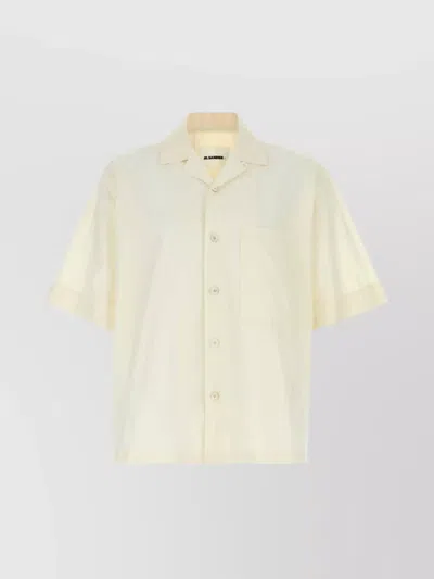 Jil Sander Poplin Shirt With Chest Pocket And Short Sleeves In White