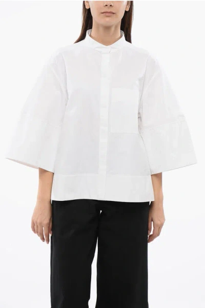 Jil Sander Poplin Shirt With Hidden Placket In White