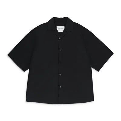 Jil Sander Poplin Short Sleeve Shirt In Black