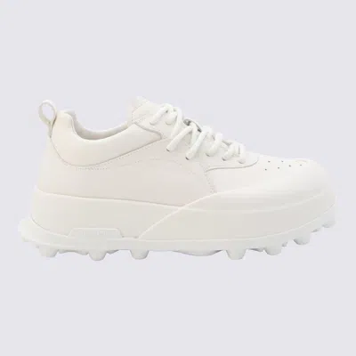Jil Sander Porcelain Leather Orb Sneakers In Neutral