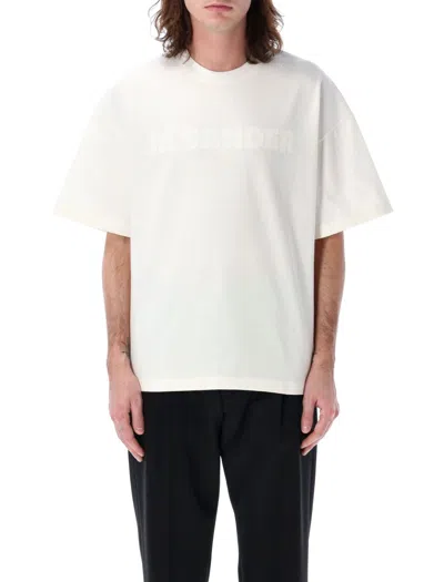 Jil Sander Porcelain Oversized Cotton Logo T-shirt In Beige