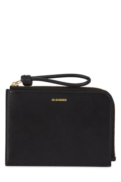 Jil Sander Giro Leather Zipped Coin Purse In Black