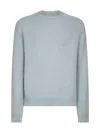 Jil Sander Powder Blue Alpaca And Wool Blend Crewneck Sweater In Blue