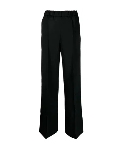 Jil Sander Pressed-crease Wool Straight Trousers In Black