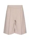 Jil Sander Technical Compact Cotton Shorts In Neutral