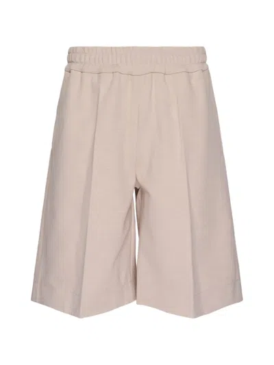 Jil Sander Technical Compact Cotton Shorts In Brown