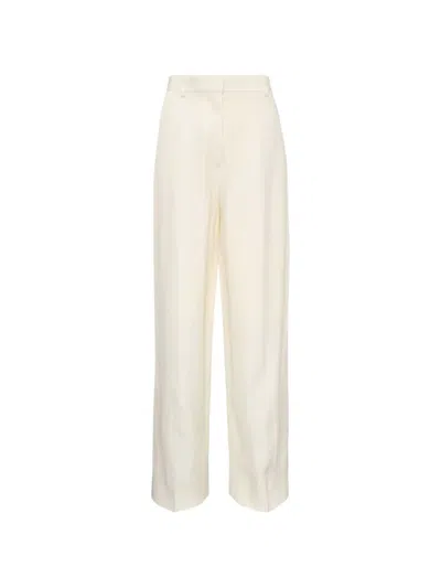 Jil Sander Pressed-crease Silk Trousers In White