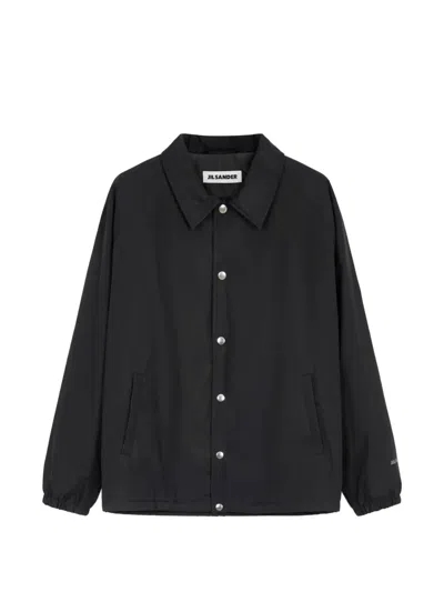 Jil Sander Press-stud Raglan-sleeve Jacket In Black