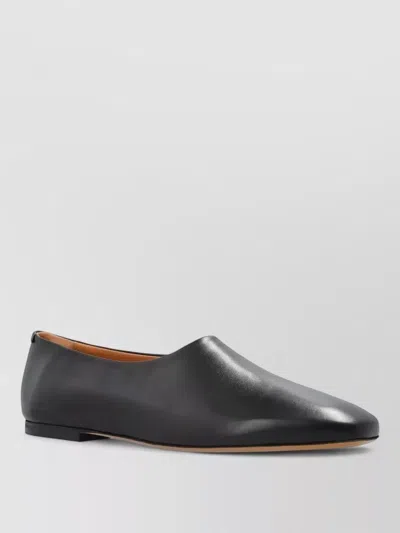Jil Sander Prince Leather Square Toe Loafer Shoes In Black