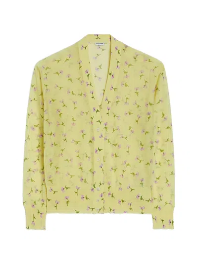 Jil Sander Printed Cardigan In Yellow