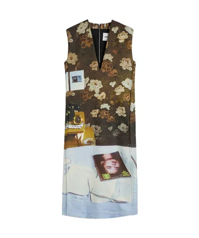 Jil Sander Printed Dress In Multicolor
