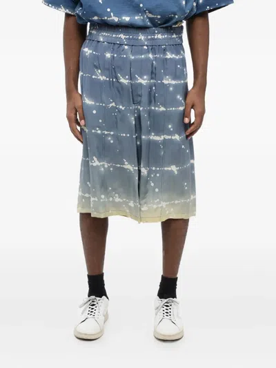 Jil Sander Printed Elastic-waist Shorts In Blue