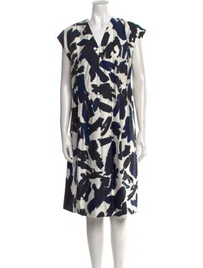 Pre-owned Jil Sander Printed Knee-length Dress In White
