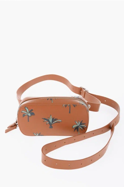 Jil Sander Printed Leather Tradition Crossbody Bag In Brown