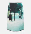 Jil Sander Printed Leather-trimmed Midi Skirt