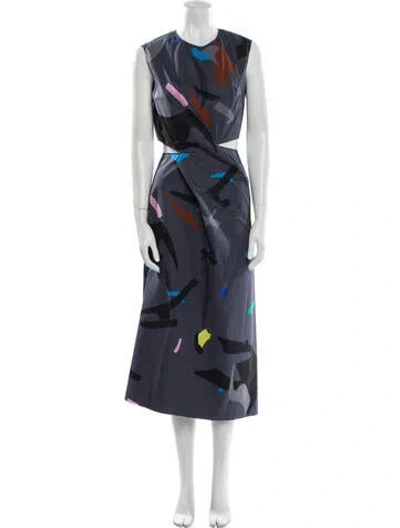 Pre-owned Jil Sander Printed Long Dress In Blue