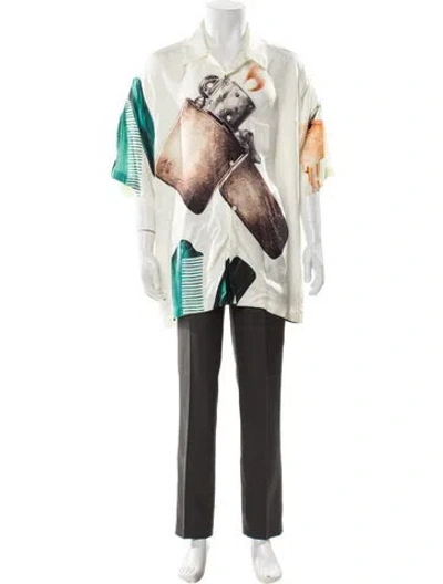 Pre-owned Jil Sander Printed Long Sleeve Shirt In White