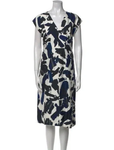 Pre-owned Jil Sander Printed Midi Length Dress In Blue