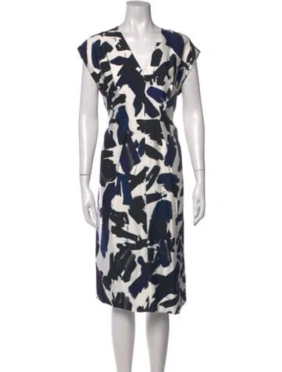 Pre-owned Jil Sander Printed Midi Length Dress In Blue