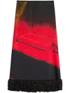 Jil Sander Printed Viscose Skirt With Ruffles In Black