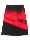 Jil Sander Printed Shiny Viscose Blend Midi Skirt In Red