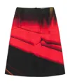 Jil Sander Abstract Straight Ruched Midi Skirt In Red