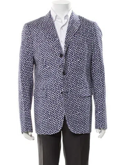 Pre-owned Jil Sander Printed Moto Jacket In Blue