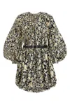 Jil Sander Printed Taffeta Mini Dress W/belt
