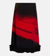 Jil Sander Abstract Straight Ruched Midi Skirt In Black