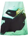 Jil Sander Knee-length Heavy Viscose Satin Printed Skirt In Green