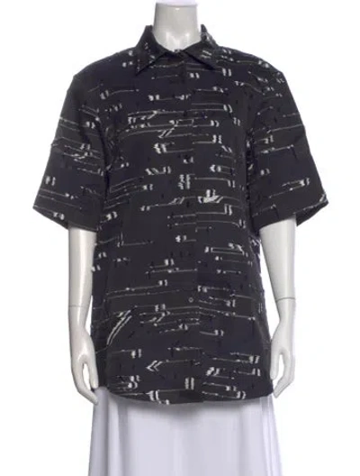 Pre-owned Jil Sander Printed Short Sleeve Button-up Top In Gray