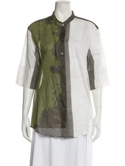 Pre-owned Jil Sander Printed Short Sleeve Button-up Top In Green