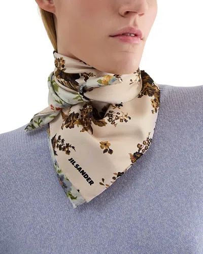 Jil Sander Printed Silk Foulard Scarf In Multi