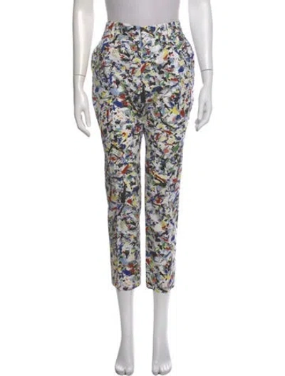 Pre-owned Jil Sander Printed Straight Leg Pants In White