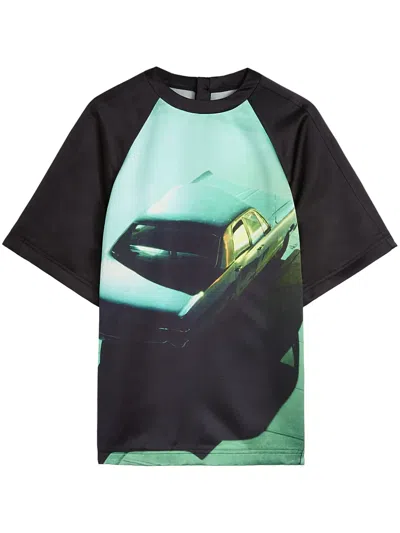 Jil Sander Crew Neck Graphic Print Short Sleeves In Black