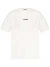 Jil Sander White T-shirt With Short Sleeves And Contrasting Logo Print In Cotton Man In White